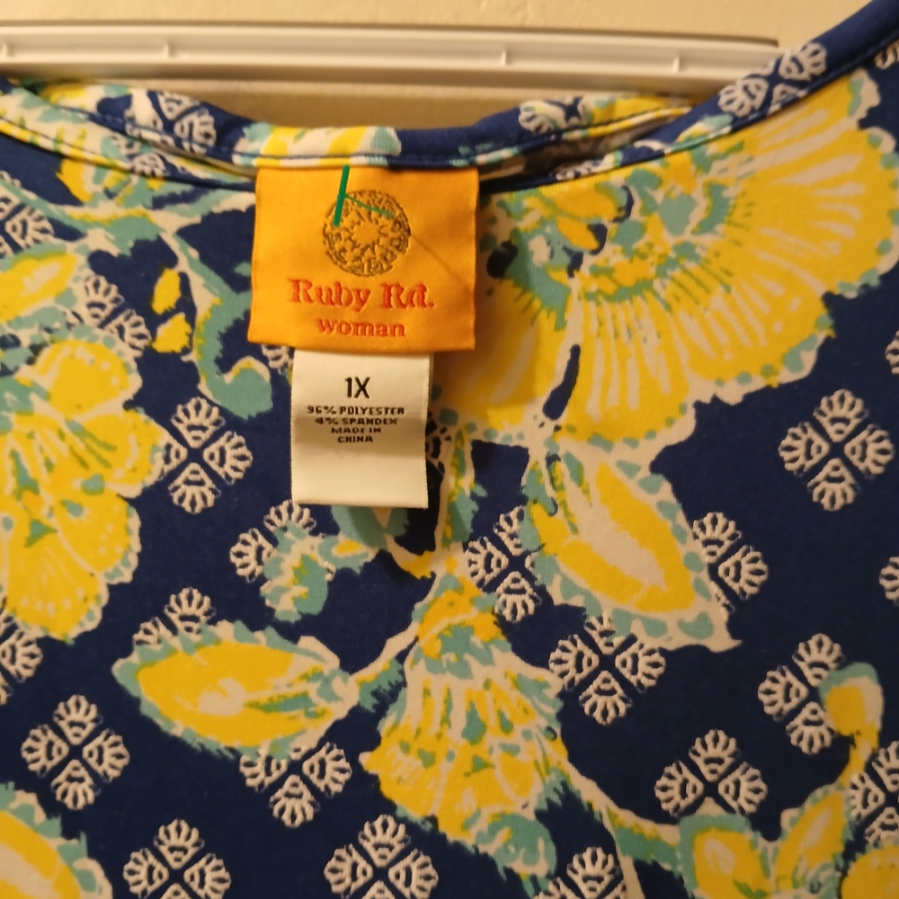 Ruby Rd. Navy, Yellow & White Floral Midi Dress